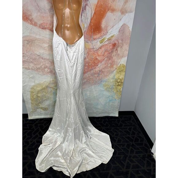 Anthropologie Retrofete Margot Silk Low-Back Front-Slit Halter Gown $895 - Picture 8 of 11